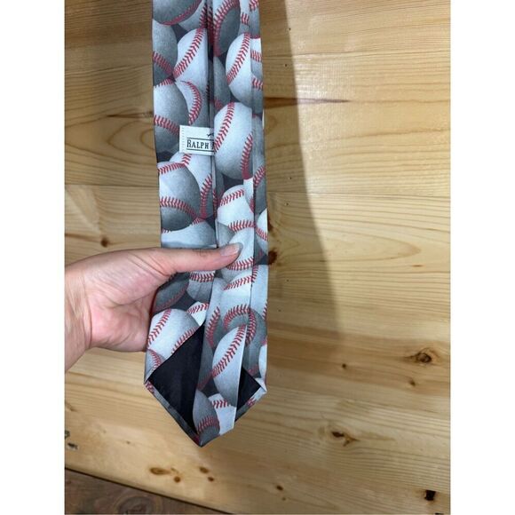 Ralph Marlin Vintage Men's “Just Balls- Baseballs  Print Necktie Multicolor Poly - Picture 8 of 10
